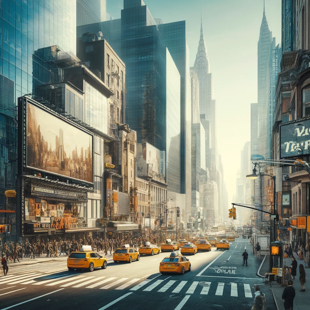 Midtown Manhattan skyscrapers and busy streets